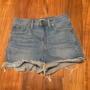 Madewell High Rise Denim Cutoff Shorts Raw Hem Blue Size 29 (0734)